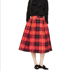 kate spade woodland plaid midi skirt